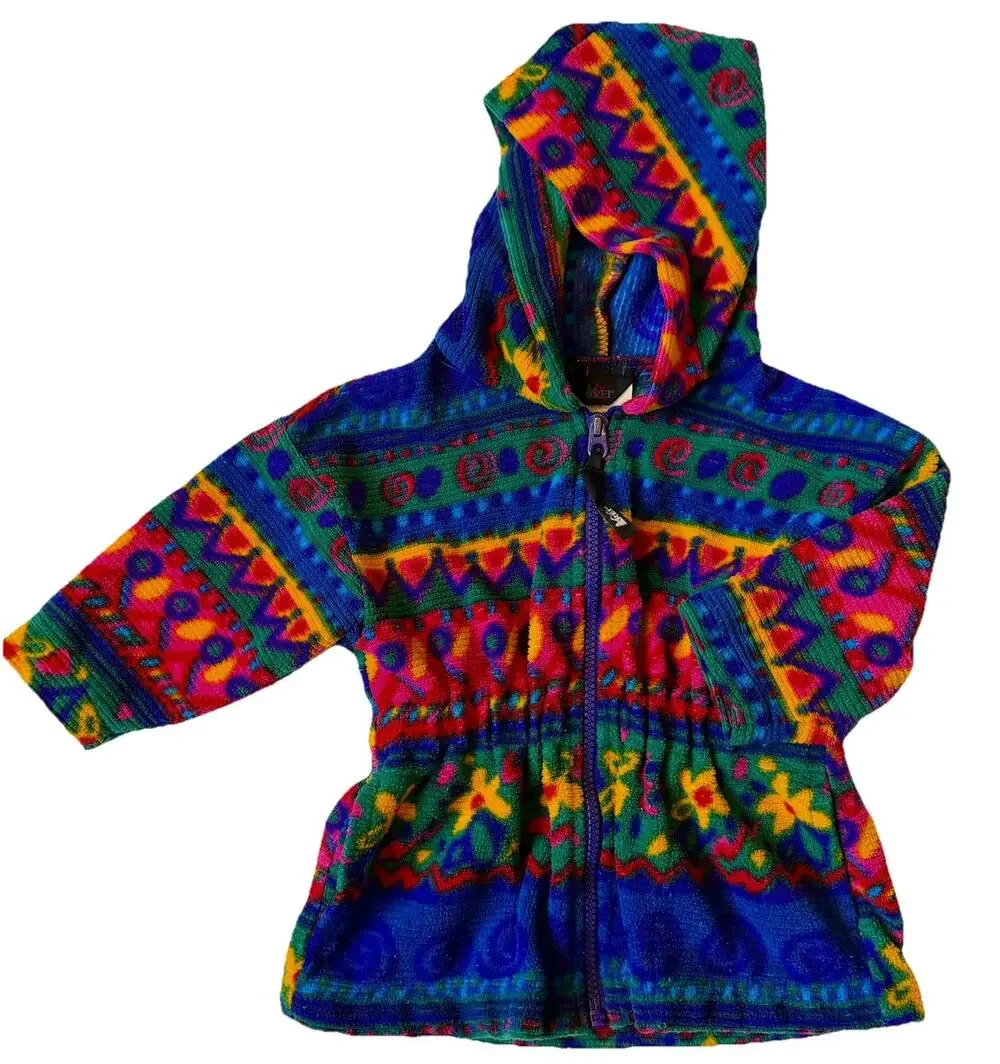 Vintage 90’s REI Fleece Full Zip Jacket Baby 18 months Aztec Retro Boho AOP Coat